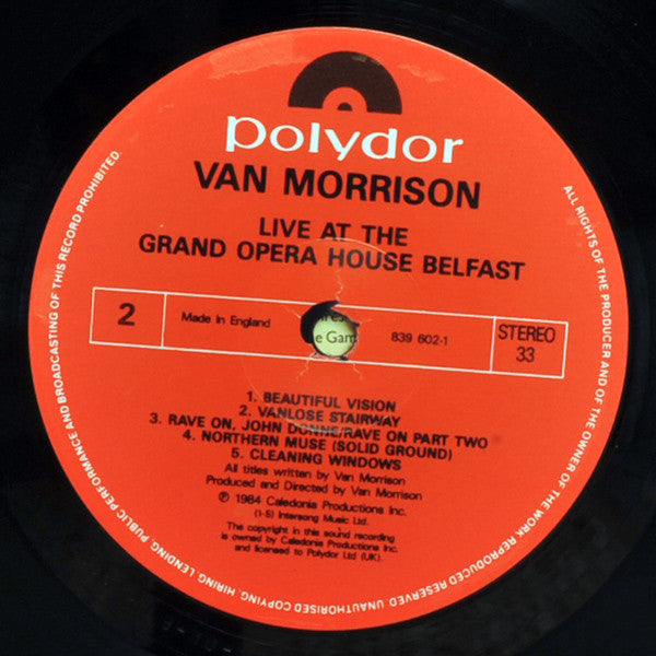 Van Morrison – Live At The Grand Opera House Belfast LP vinyl record, image 4 of 4