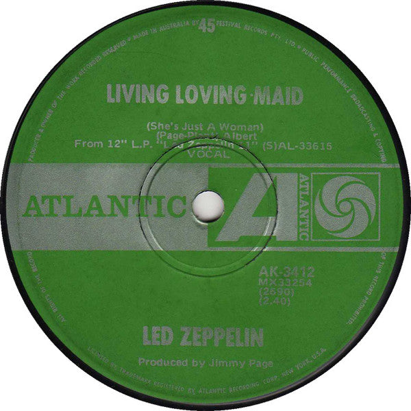 Led Zeppelin – Whole Lotta Love 7" vinyl record, image 2 of 3