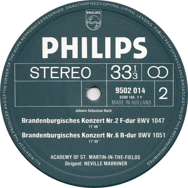 Johann Sebastian Bach, The Academy Of St. Martin-in-the-Fields, Sir Neville Marriner – Brandenburgische Konzerte 1-2-6 LP vinyl record, image 4 of 6