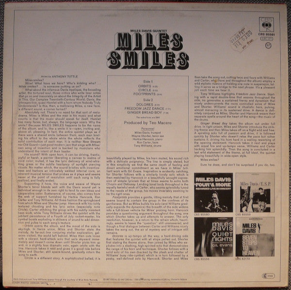 The Miles Davis Quintet – Miles Smiles LP vinyl record, image 2 of 4