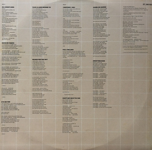 Billy Squier – Signs Of Life LP vinyl record, image 6 of 6