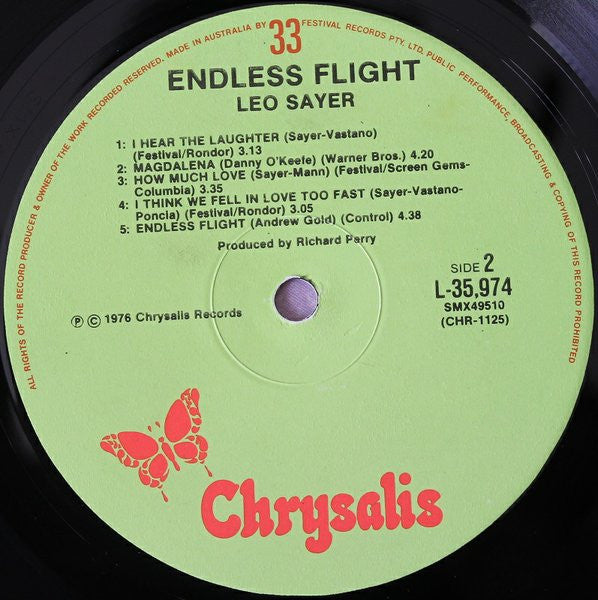 Leo Sayer – Endless Flight LP vinyl record, image 3 of 6
