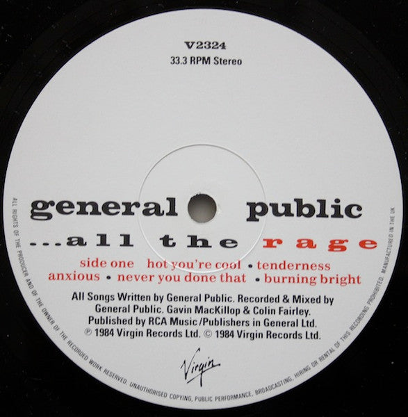 General Public – ...All The Rage LP vinyl record, image 3 of 6