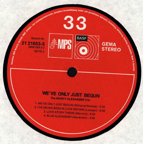 The Monty Alexander Trio – We've Only Just Begun LP vinyl record, image 4 of 4