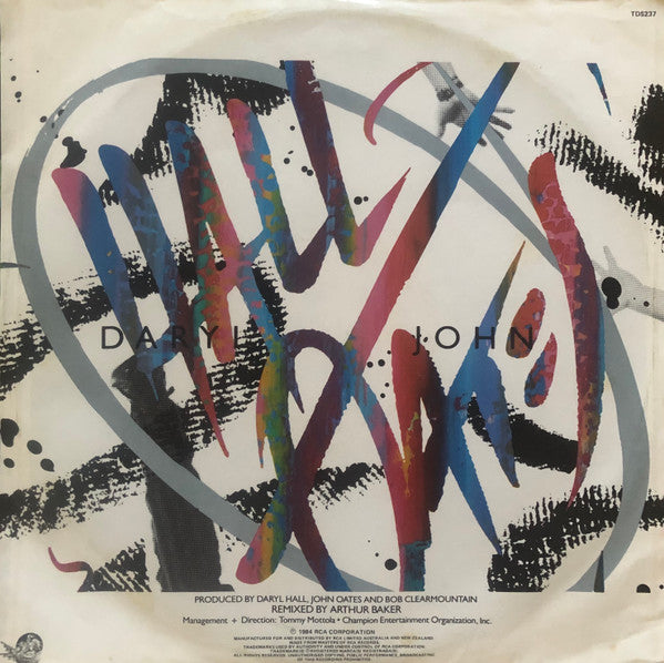 Daryl Hall & John Oates – Out Of Touch / Cold, Dark And Yesterday 12" vinyl record, image 2 of 4