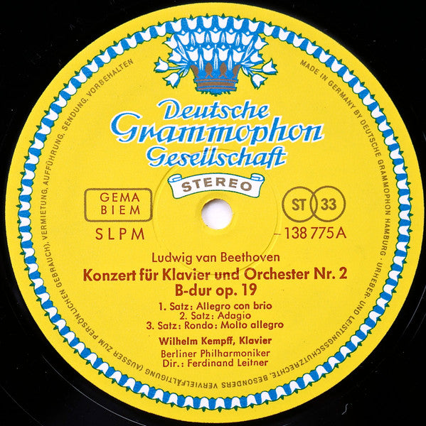 Ludwig van Beethoven, Wilhelm Kempff, Berliner Philharmoniker, Ferdinand Leitner – Klavierkonzerte Nr. 2 • Nr. 4 LP vinyl record, image 4 of 5