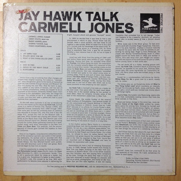 Carmell Jones – Jay Hawk Talk LP vinyl record, image 2 of 5