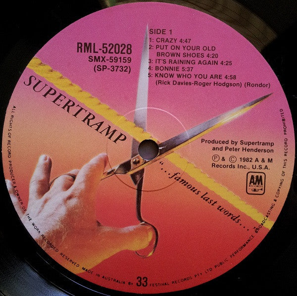 Supertramp – "...Famous Last Words..." LP vinyl record, image 5 of 7