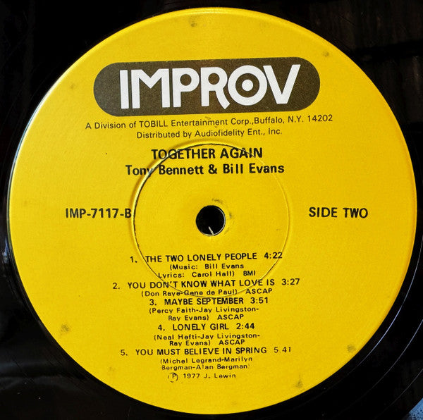 Tony Bennett, Bill Evans – Together Again LP vinyl record, image 4 of 4