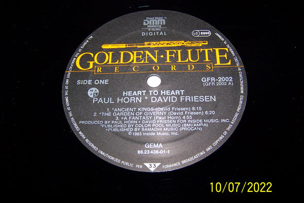 Paul Horn, David Friesen – Heart To Heart LP vinyl record, image 4 of 5