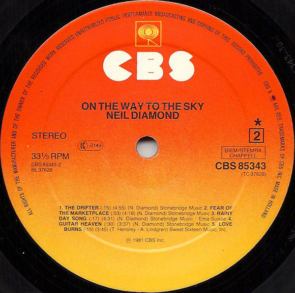Neil Diamond – On The Way To The Sky LP vinyl record, image 4 of 5