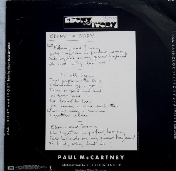 Paul McCartney – Ebony And Ivory 12" vinyl record, image 2 of 5