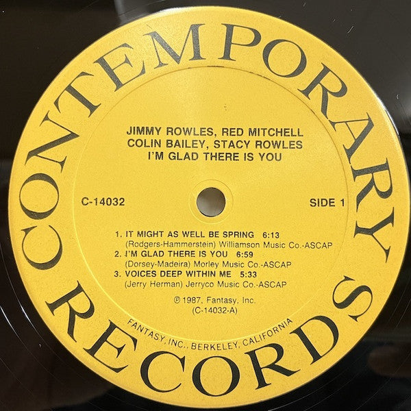 Jimmy Rowles, Red Mitchell, Colin Bailey, Stacy Rowles – I'm Glad There Is You LP vinyl record, image 4 of 5