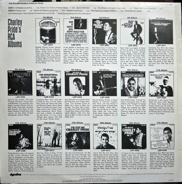 Charley Pride – The Incomparable Charley Pride LP vinyl record, image 2 of 4