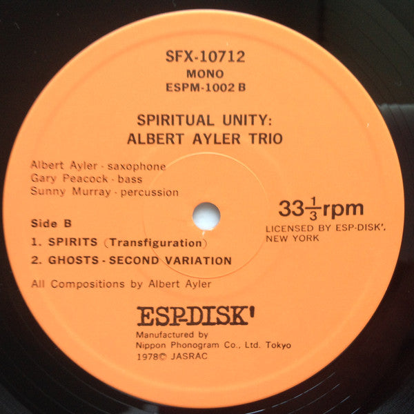 Albert Ayler Trio – Spiritual Unity LP vinyl record, image 4 of 8