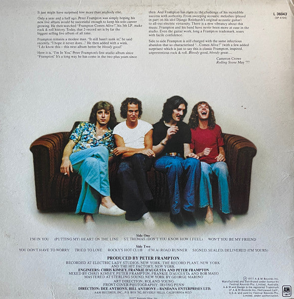 Peter Frampton – I'm In You LP vinyl record, image 2 of 9