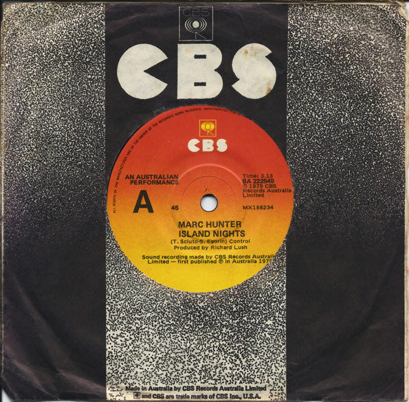Marc Hunter – Island Nights 7" vinyl record, image 3 of 3