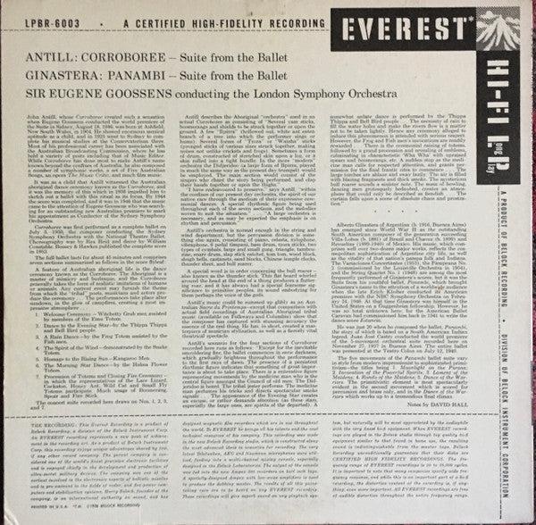 John Antill, Alberto Ginastera, Sir Eugene Goossens, London Symphony Orchestra – Corroboree Suite From Ballet / Panambi Suite From Ballet LP vinyl record, image 2 of 5