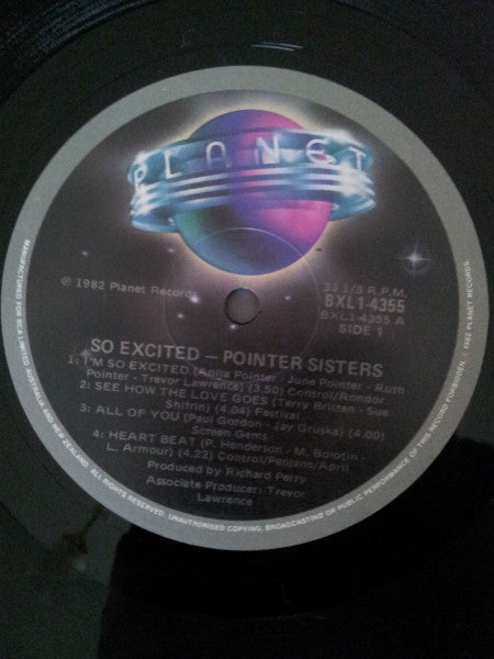 Pointer Sisters – So Excited! LP vinyl record, image 2 of 2
