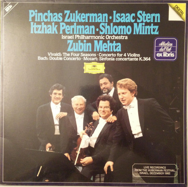 Pinchas Zukerman, Isaac Stern, Itzhak Perlman, Shlomo Mintz, Israel Philharmonic Orchestra, Zubin Mehta, Antonio Vivaldi, Johann Sebastian Bach, Wolfgang Amadeus Mozart – The Four Seasons · Concerto For 4 Violins / Double Concerto / Sinfonia... (2xLP) LP vinyl record, image 1 of 8