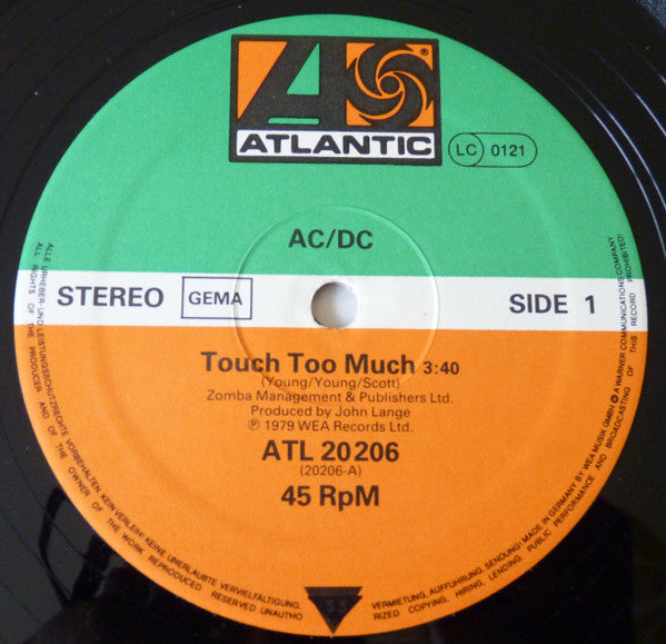 AC/DC – Touch Too Much 12" vinyl record, image 3 of 6