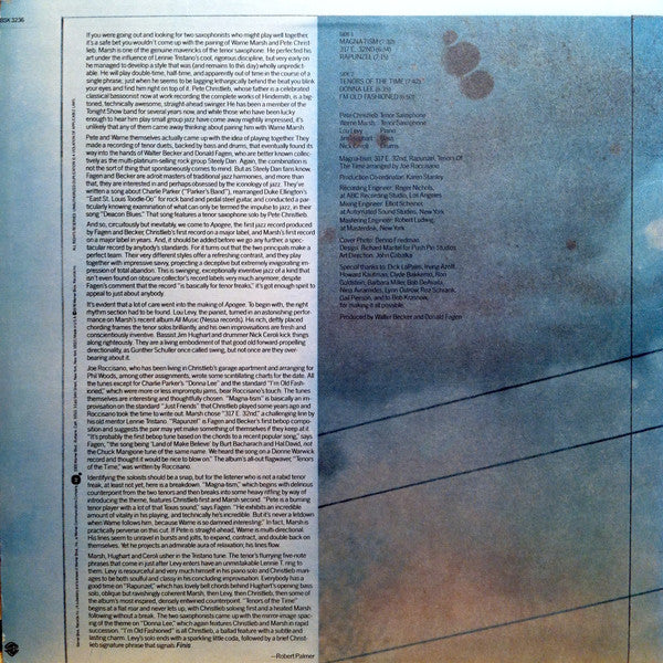 Pete Christlieb / Warne Marsh Quintet – Apogee LP vinyl record, image 2 of 4