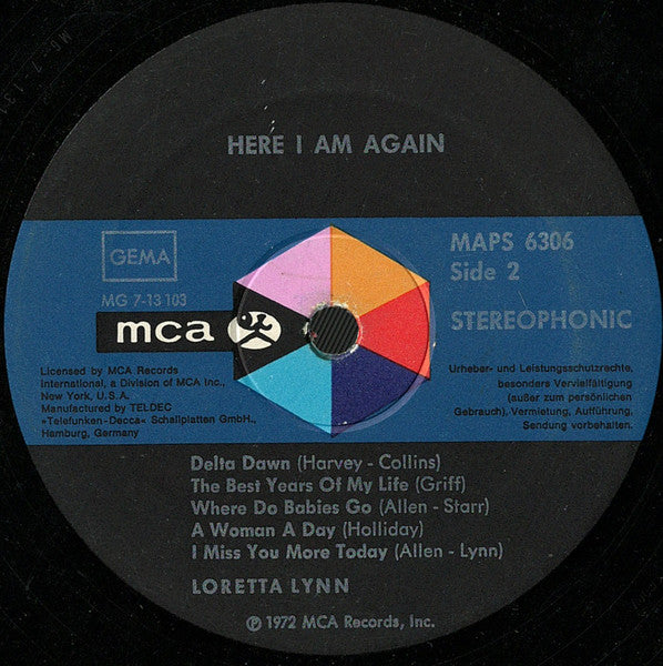 Loretta Lynn – Here I Am Again LP vinyl record, image 4 of 4