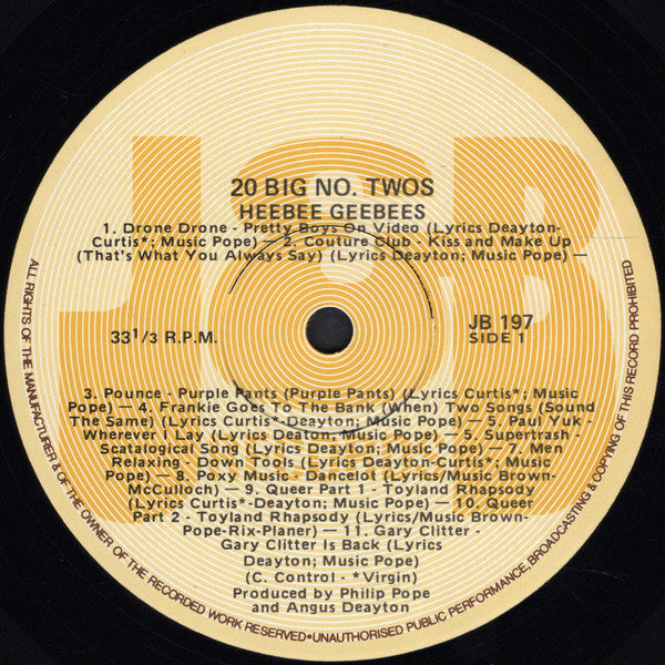 The HeeBeeGeeBees – 20 Big No. 2's LP vinyl record, image 3 of 4