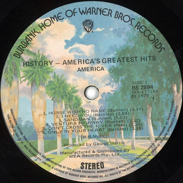 America – History · America's Greatest Hits LP vinyl record, image 5 of 6