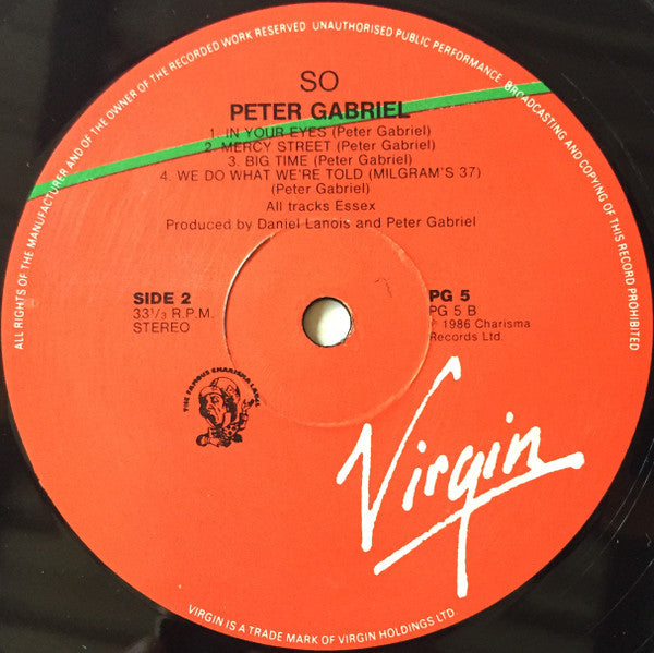 Peter Gabriel – So LP vinyl record, image 4 of 6