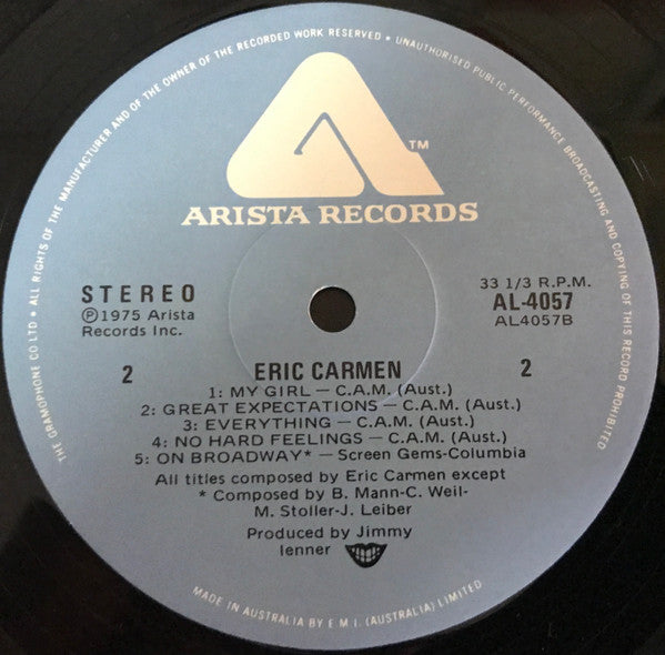 Eric Carmen – Eric Carmen LP vinyl record, image 6 of 6
