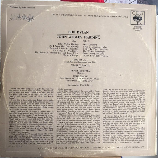 Bob Dylan – John Wesley Harding LP vinyl record, image 2 of 4