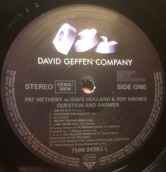 Pat Metheny, Dave Holland, Roy Haynes – Question And Answer LP vinyl record, image 3 of 7