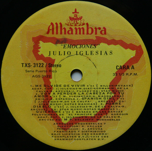 Julio Iglesias – Emociones LP vinyl record, image 6 of 7