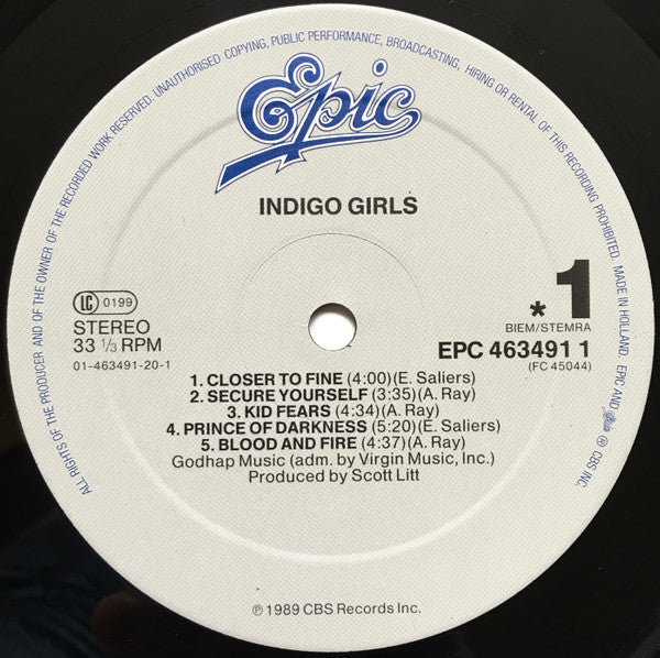 Indigo Girls – Indigo Girls LP vinyl record, image 3 of 10