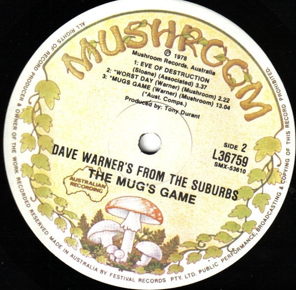 Dave Warner's From The Suburbs – Mug's Game LP vinyl record, image 6 of 9