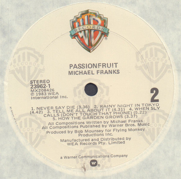Michael Franks – Passionfruit LP vinyl record, image 6 of 6