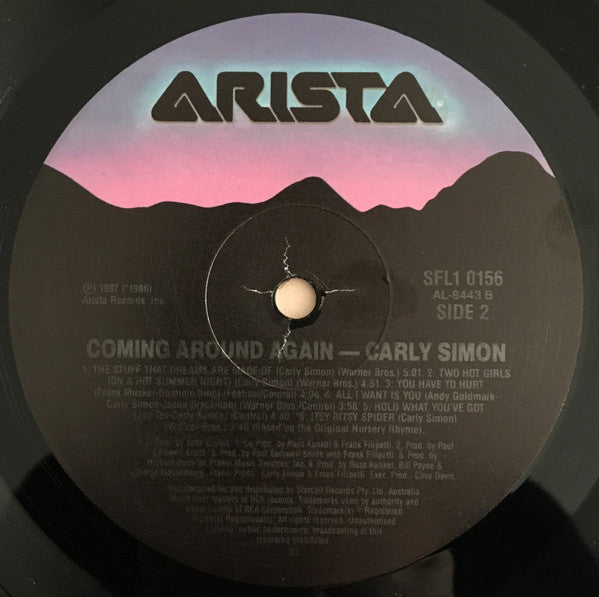 Carly Simon – Coming Around Again LP vinyl record, image 4 of 4