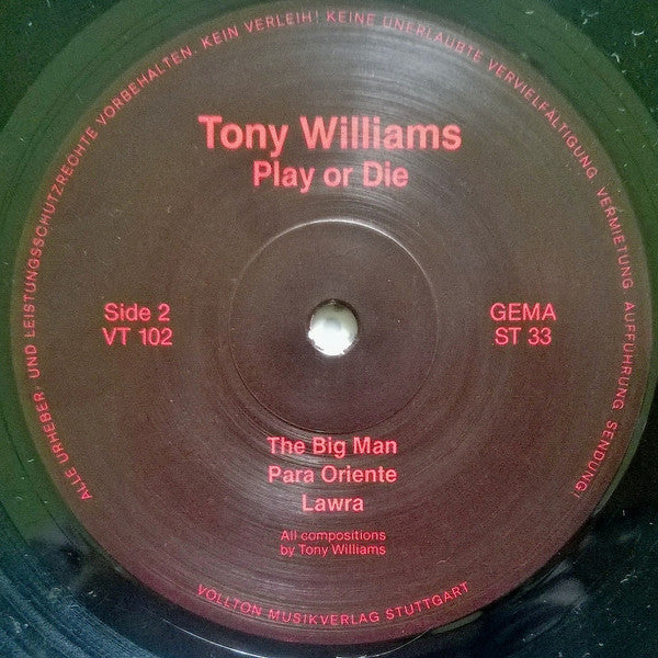 Anthony Williams – Play Or Die LP vinyl record, image 4 of 4