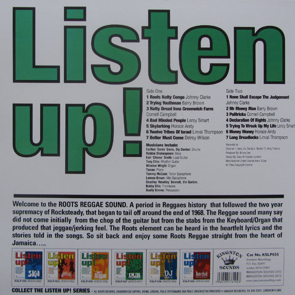 Various – Listen Up! Roots Reggae LP vinyl record, image 2 of 4