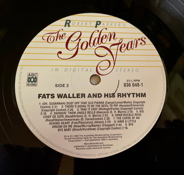 Fats Waller & His Rhythm – Fats Waller And His Rhythm 1934 To 1936 LP vinyl record, image 4 of 4