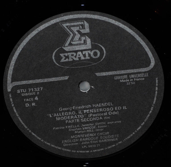 Georg Friedrich Händel, The Monteverdi Choir, The English Baroque Soloists, John Eliot Gardiner – L'Allegro, Il Penseroso Ed Il Moderato LP vinyl record, image 5 of 8
