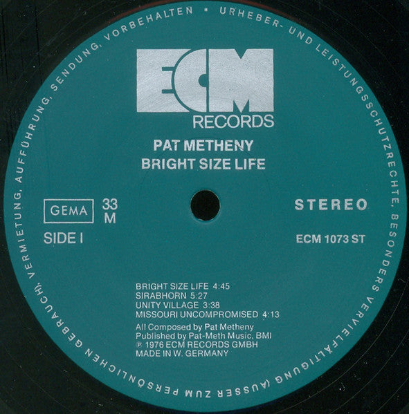 Pat Metheny – Bright Size Life LP vinyl record, image 3 of 4