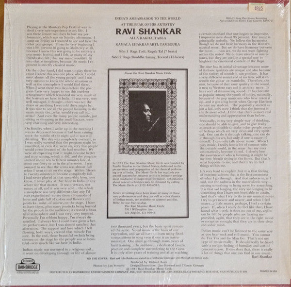 Ravi Shankar – Live At Monterey - 1967 LP vinyl record, image 2 of 4
