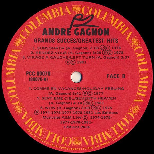André Gagnon – Grand Succès = Greatest Hits LP vinyl record, image 4 of 6