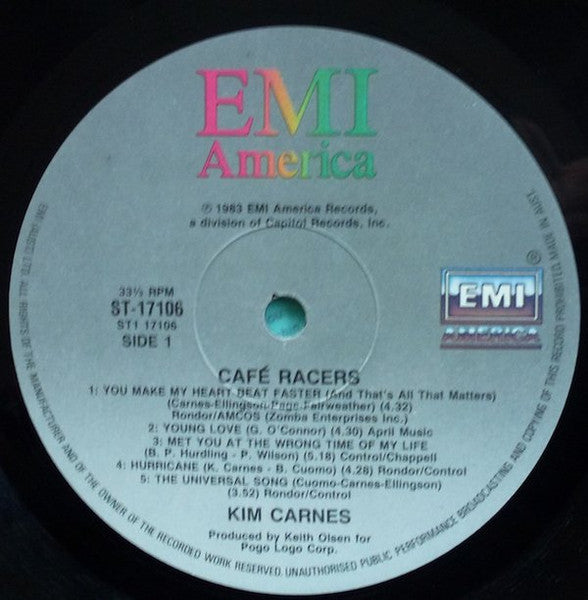 Kim Carnes – Café Racers LP vinyl record, image 5 of 5