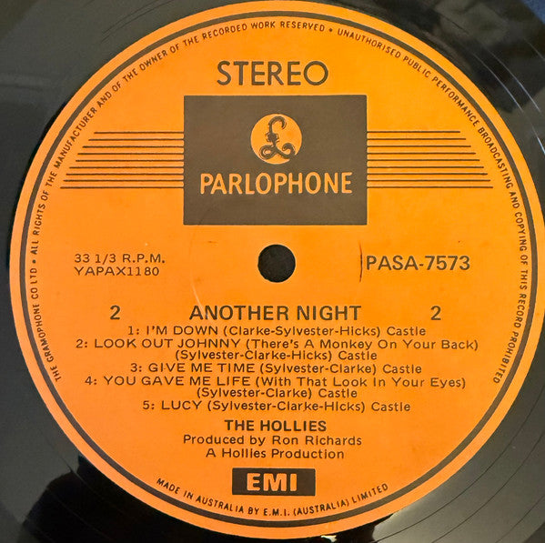 The Hollies – Another Night LP vinyl record, image 6 of 6