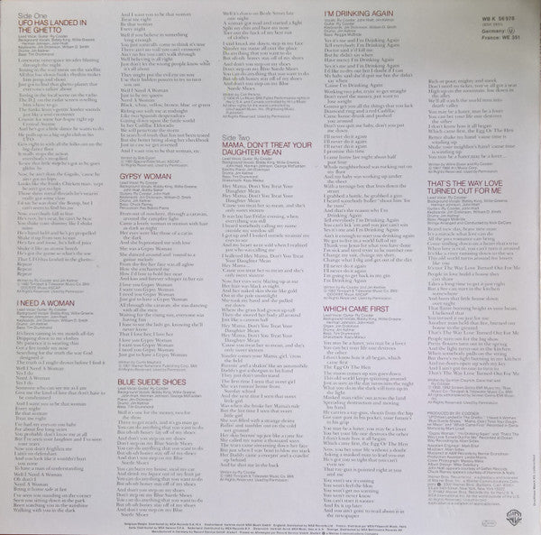 Ry Cooder – The Slide Area LP vinyl record, image 2 of 4