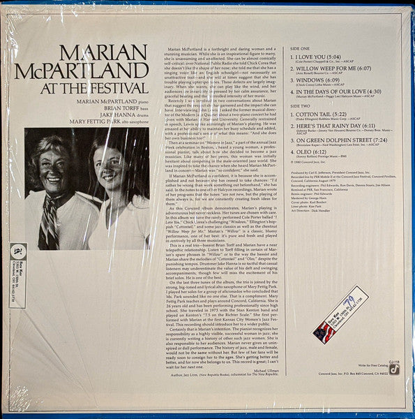 Marian McPartland – At The Festival LP vinyl record, image 2 of 4