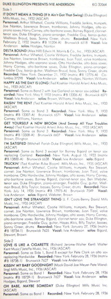 Duke Ellington, Ivie Anderson – Duke Ellington Presents Ivie Anderson (2xLP) LP vinyl record, image 8 of 10